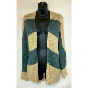 3/$20 Tan and Grey Horizontal Striped Cardigan